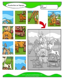 Puzzle Kes Yapıştır Çalışma Sayfaları